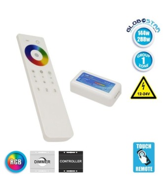 Ασύρματος LED RGB Controller με Χειριστήριο Αφής 2.4G RF για Ένα Group 12v (144w) - 24v (288w) DC GloboStar 04042